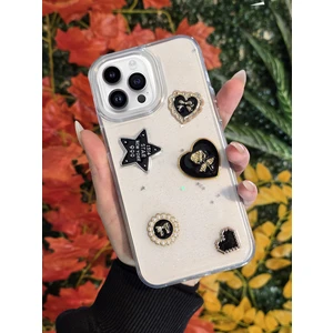 Apple iPhone 15 Pro Max Uyumlu 3D Karakterli Taşlı ve Simli Işlemeli Çift Katman Koruyucu Telefon Kılıfı