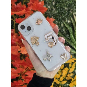 Apple iPhone 15 Plus ve 14 Plus Uyumlu 3D Karakterli Taşlı ve Simli Işlemeli Çift Katman Koruyucu Kılıf