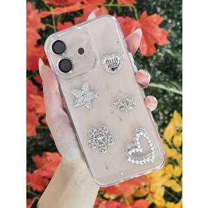 Apple iPhone 16 Plus Uyumlu 3D Karakterli Taşlı ve Simli Işlemeli Çift Katman Koruyucu Telefon Kılıfı