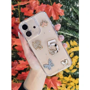 Apple iPhone 16 Plus Uyumlu 3D Karakterli Taşlı ve Simli Işlemeli Çift Katman Koruyucu Telefon Kılıfı