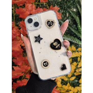 Apple iPhone 15 Plus ve 14 Plus Uyumlu 3D Karakterli Taşlı ve Simli Işlemeli Çift Katman Koruyucu Kılıf