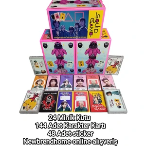 Emrah Gültekin Squid Game Karakter Kartları (24 Minik Kutu 144 Karakter Kartı 48 Sticker) Jokeri Bul Maskeyi Kazan