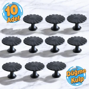 10 Adet Güneş Düğme Mat Siyah Kulp Mobilya Mutfak Dolabı Çekmece Dolap Kapak Kulpu Kulb Metal