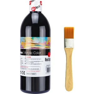 Siyah Akrilik Boya 500 Gram Zemin Fırça Ahşap Boyama Seti Akrilik Set