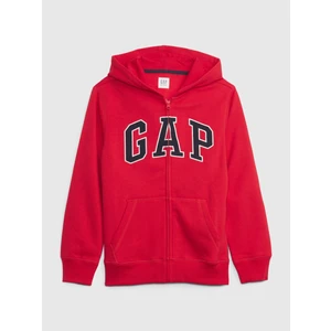 Erkek Çocuk Kırmızı Gap Logo Fermuarlı Fleece Sweatshirt