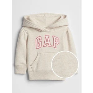 Kız Bebek Bej Gap Logo Kapüşonlu Fleece Sweatshirt