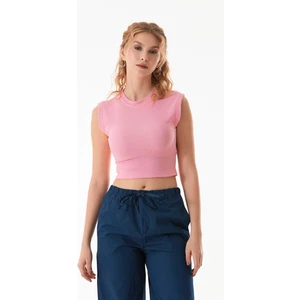 Fitilli Bisiklet Yaka Crop Tişört
