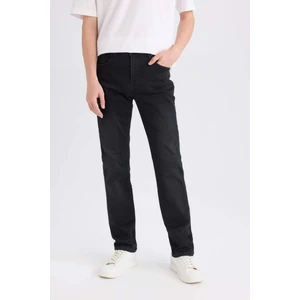 Sergio Regular Fit Esnek Yumuşak Kumaş Normal Kalıp Normal Bel Boru Paça Siyah Jean Pantolon D7335AX25SP