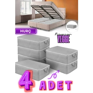 4 Adet Büyük Boy Bazaaltı ve Çekyat Hurç 64 x 45 x 22 cm Antrasit Gri Baza Altı Hurç Saklama Hurcu