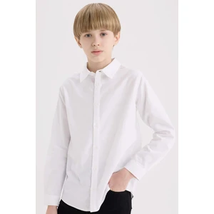 Erkek Çocuk Polo Yaka Oxford Uzun Kollu Basic Düz Gömlek W3215A625SM