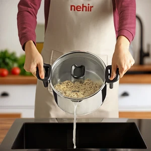 Napoli 22 cm Paslanmaz Çelik Süzgeç Kapaklı Fonksiyonel Derin Tencere