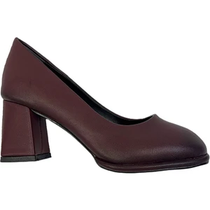 KAFKASLAR AYAKKABI Kalın Topuklu Yumuşak Küt Burunlu Bayan Klasik Ayakkabı