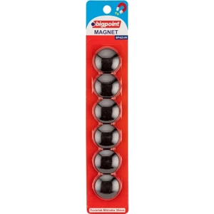 | Magnet 30 mm Mıknatıs, Siyah, 6'lı Blister, Plastik Kaplama, Notlar Için