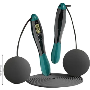 Çift LED Dijital Sayaçlı 4 Modlu Akıllı Çelik Ip Atlama Fitness Kondsiyon Yeşil