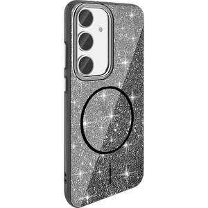 Tekno Grup  Samsung Galaxy  S24 Fe Kılıf Magsafe Şarj Özellikli Parlayan Simli Okso Kapak - Siyah