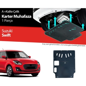 Suzuki Swift Çelik Karter Muhafaza Koruma 2018 2019 2020 2021 2022 2023 2024
