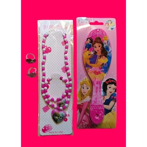 Monicatime Elsa Set Saç Fırçası+Kolye+Bileklik+2 Adet Yüzük