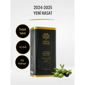 Green Amour Yeni hasat, Soğuk Sıkım, 0,3 Asit, 370 Polifenol,  Naturel Sızma Zeytinyağı