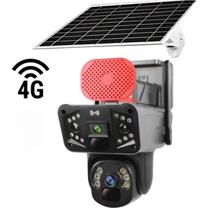 Solar Panelli, Güneş Enerjili, SIM Kartlı 4G, 6MP Çift Lensli Hareket Algılamalı PTZ Güvenlik Kamerası-Adtp33