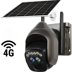 6MP IP Çift Kameralı 4G Sim Kartlı Solar 128GB SD Kart Destekli PTZ Güvenlik Kamerası-Adtp22-4