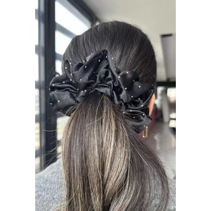 Caş Dekorasyon Siyah Renk Taşlı Saten Simit Toka