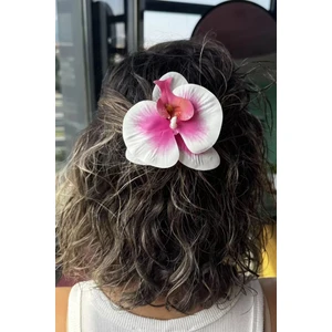 Caş Dekorasyon Beyaz ve Pembe Renk Aloha Orkide Pens Toka