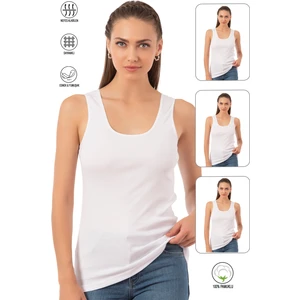 Özkan Underwear 0111 3'lü Paket Kadın Pamuklu Ribana Esnek Kalın Askılı Atlet
