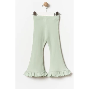 Kız Çocuk Fırfırlı Ispanyol Paça Tayt Orta Kalınlıkta Lastikli ve Düz Desenli