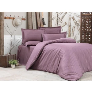 Tek Kişilik Lastikli Çarşaflı Gül Kurusu Saten Nevresim Takımı