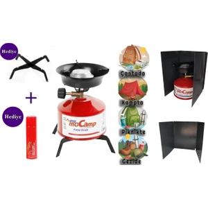 Iksa Mocamp Kamp Ocağı Piknik Tüpü + Ayaklık +Rüzgarlık + Çakmak Gazı 4'lü Set