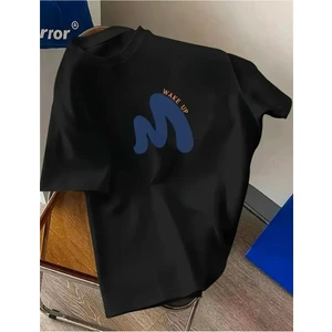 Wake Up Yazı Detaylı Basic  T-Shirt