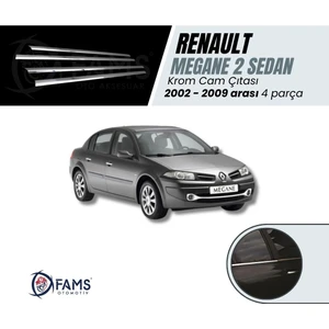 Fams Otomotiv  Renault Megane 2 Sedan Krom Cam Çıtası 4 Parça 2002-2009 Paslanmaz Çelik