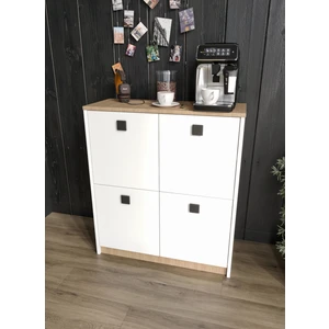 Asya Kahve Köşesi ve Çok Amaçlı Dolap Tamamı Mdf Beyaz Garden Meşe