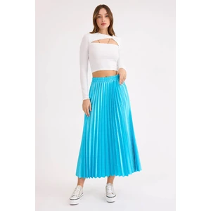 Beli Lastikli Piliseli Midi Boy Saten Etek