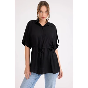 Beli Lastikli Düşük Omuz Salaş Bluz