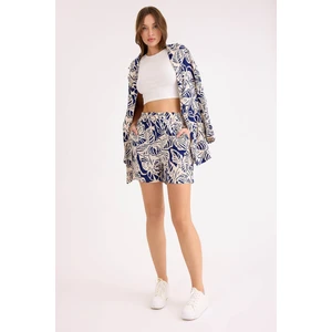 Çiçek Desen Beli Lastikli Şort