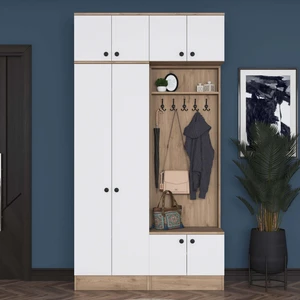 EA145 Modern Portmanto Askılı Ayakkabılık Vestiyer Sepet Cevi Beyaz