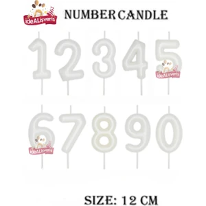 Bkmc Party 12  cm  Beyaz Pasta Üstü Rakam Mum
