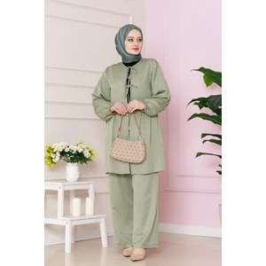 Önü Bağlamalı Pantolonlu Takım-Mint Yeşili