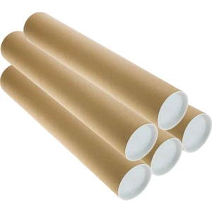 Postüp Kapaklı Silindir Kutu Karton Rulo Gönderi Poster Afiş Harita Tüpü 5 Adet 5 cm x 45 cm