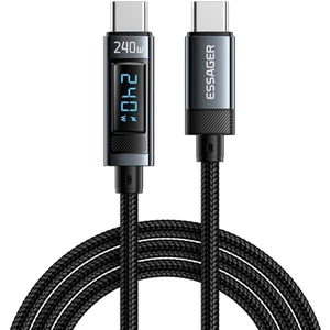 1 Metre 240W Dijital Ekranlı Type-C To Type-C Mega Hızlı Data Şarj Kablosu Ultra Sağlam Halat Kablo