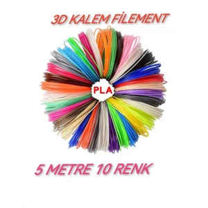 DİVRAK3D Pla Filament 5 Metre 10 Adet -50 Metre-(3d Kalem Uyumlu)