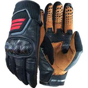 Motosiklet Eldiveni Carbon Fiber Full Koruma Deri Motorcu Eldiven Siyah