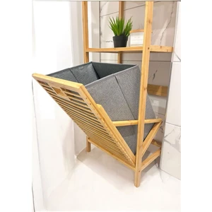 Bambu Kirli Sepetli 3 Raflı Çok Amaçlı Banyo Düzenleyici Çamaşır Sepeti Organizer