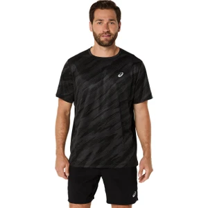 Asics Core All Over Print Ss Top Erkek Black/Pure Silver Kısa Kollu Tshirt 2011D212-001