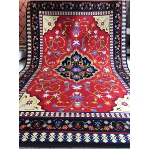 Dekoratif Yıkanabilir Halı Yeni Nesil Kaymaz Taban Salon Halısı Göbekli Bordo Renkli