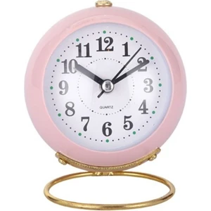 Pembe Renkli Işıklı Metal Masa Üstü Alarmlı Çalar Saat