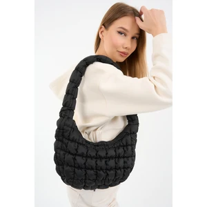 Mute Bag Cluody Bag Siyah Baget Kapitone / Quilted Bulut El Ve Omuz Çantası Boy:25 En: 35 Sap: 60 Cm