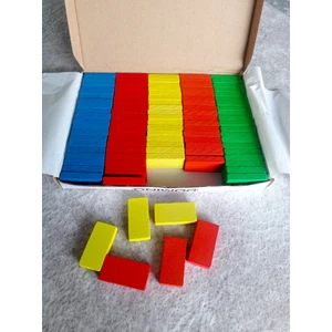 Renkli Ahşap Domino Taşı 100 Parça Bloklar