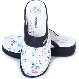 Set Timo Siyah Çiçek Desenli Tam Ortopedik Sabo Terlik